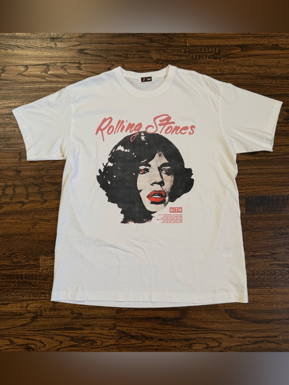 Kith X Rolling Stones Vintage Program White Graphic Tee “Far Away Eyes” Sz L